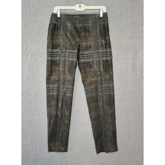 Lafayette 148 New York Women's Brown Bronze Plaid Short Sleeve Pants Set S 6 - Picture 13 of 14